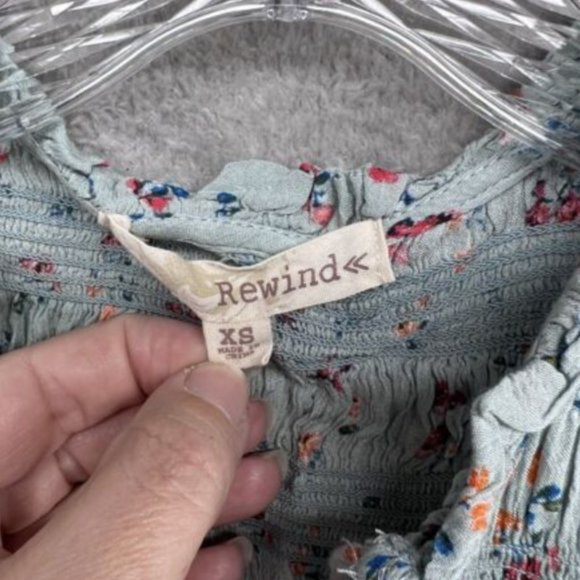 REWIND - NWOT Turquoise Floral Blouse with Tassel Tie Detail - Picture 5 of 15